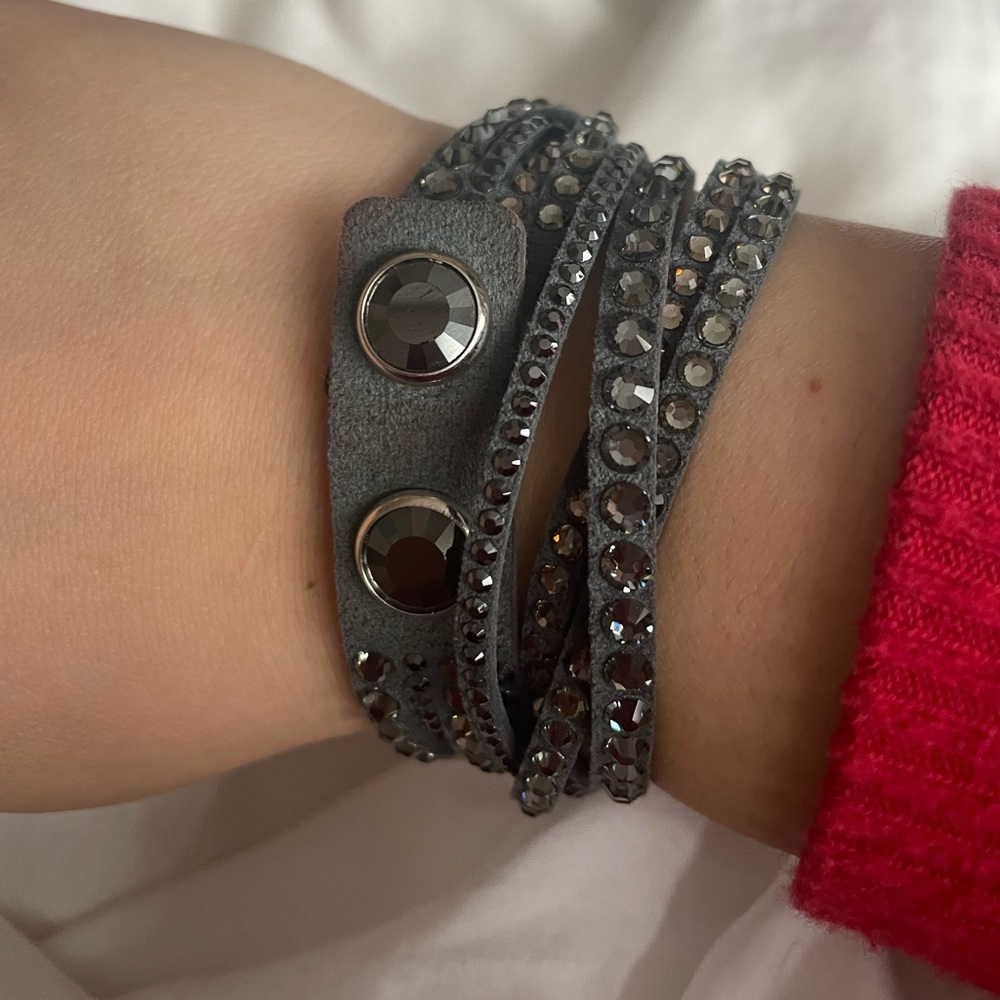 Grey Swarovski Crystal Wrap Bracelet